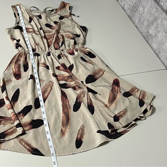 anthropologie Audrey 3+1 Feather Printed Tie Back Dress - Picture 8 of 8